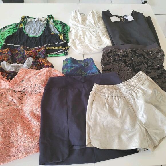 Lot Of Women's Clothes Size Small XS Glam Dress Pants Mix Bundle Lot New 9 Pices - Picture 1 of 11